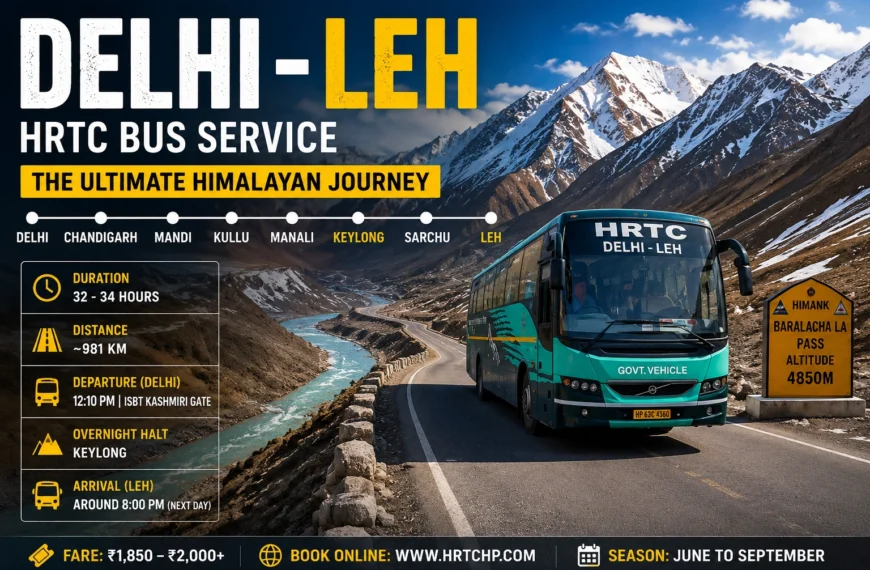 Delhi to Leh HRTC Bus Ticket Price