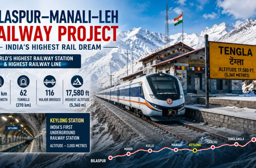 Bilaspur–Manali–Leh Railway: India’s High-Altitude Rail Dream in Ladakh