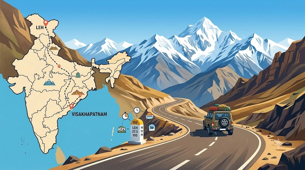 Visakhapatnam to Leh Distance by Road – Route, Travel Time & Map